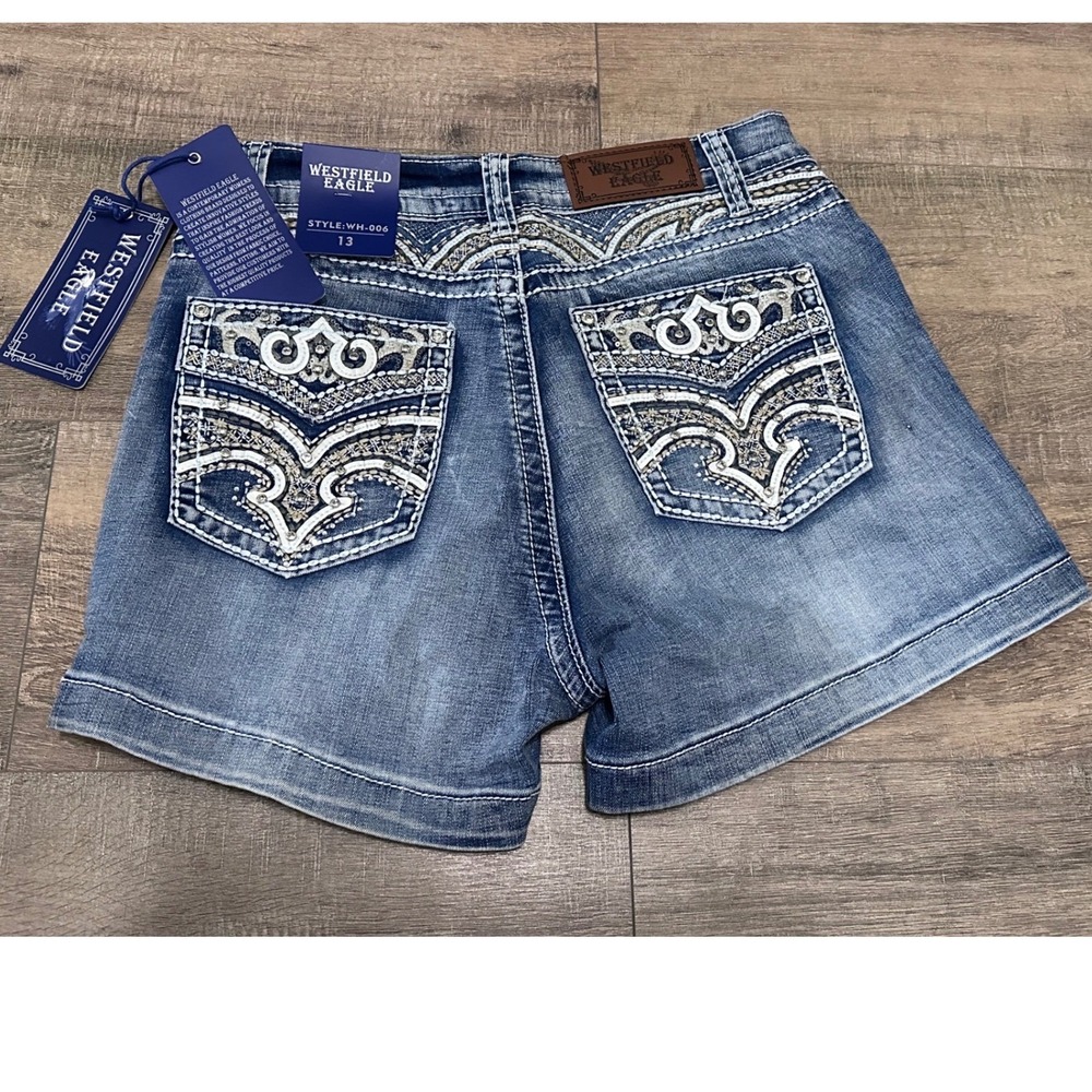 Westfield Eagle Womens Embellished Denim Shorts Blue Size 13 NWT STYLE & COMFORT - Picture 4 of 6